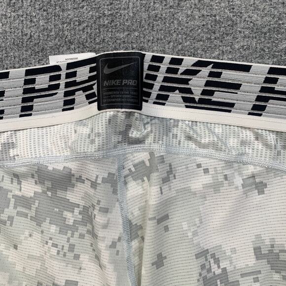 Nike Leggings Mens M Medium White Grey Pro Combat Hypercool Compression Tight - Picture 10 of 12